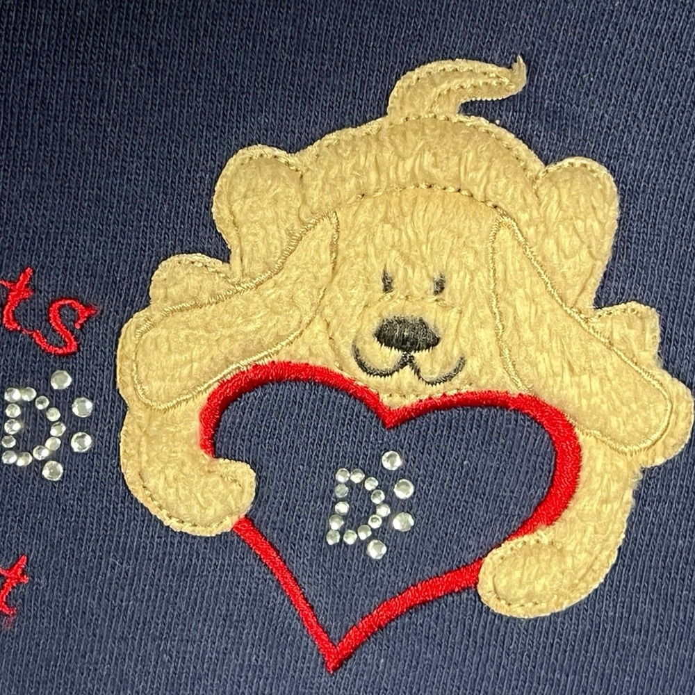 Y2K M & C Sportswear Womens Med Grandmacore Sweatshirt Dogs Pawprints Sparkle - Picture 6 of 11